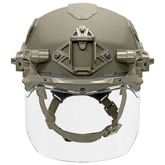 EXFIL Face Shield Installed on the EXFIL Ballistic SL Ranger Green