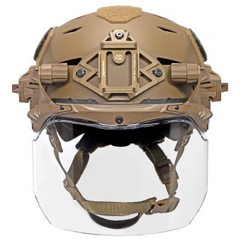 EXFIL Face Shield Installed on the EXFIL Carbon Coyote Brown